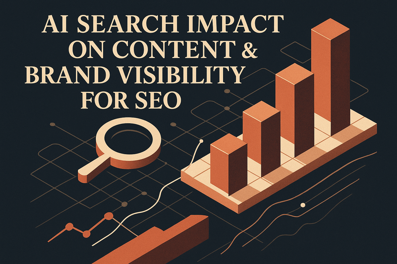 Abstract editorial illustration for: AI Search Impact on Content & Brand Visibility for SEO