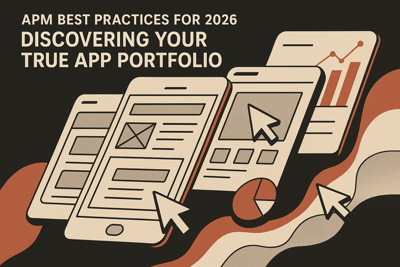 Abstract editorial illustration for: APM Best Practices for 2026: Discovering Your True App Portfolio
