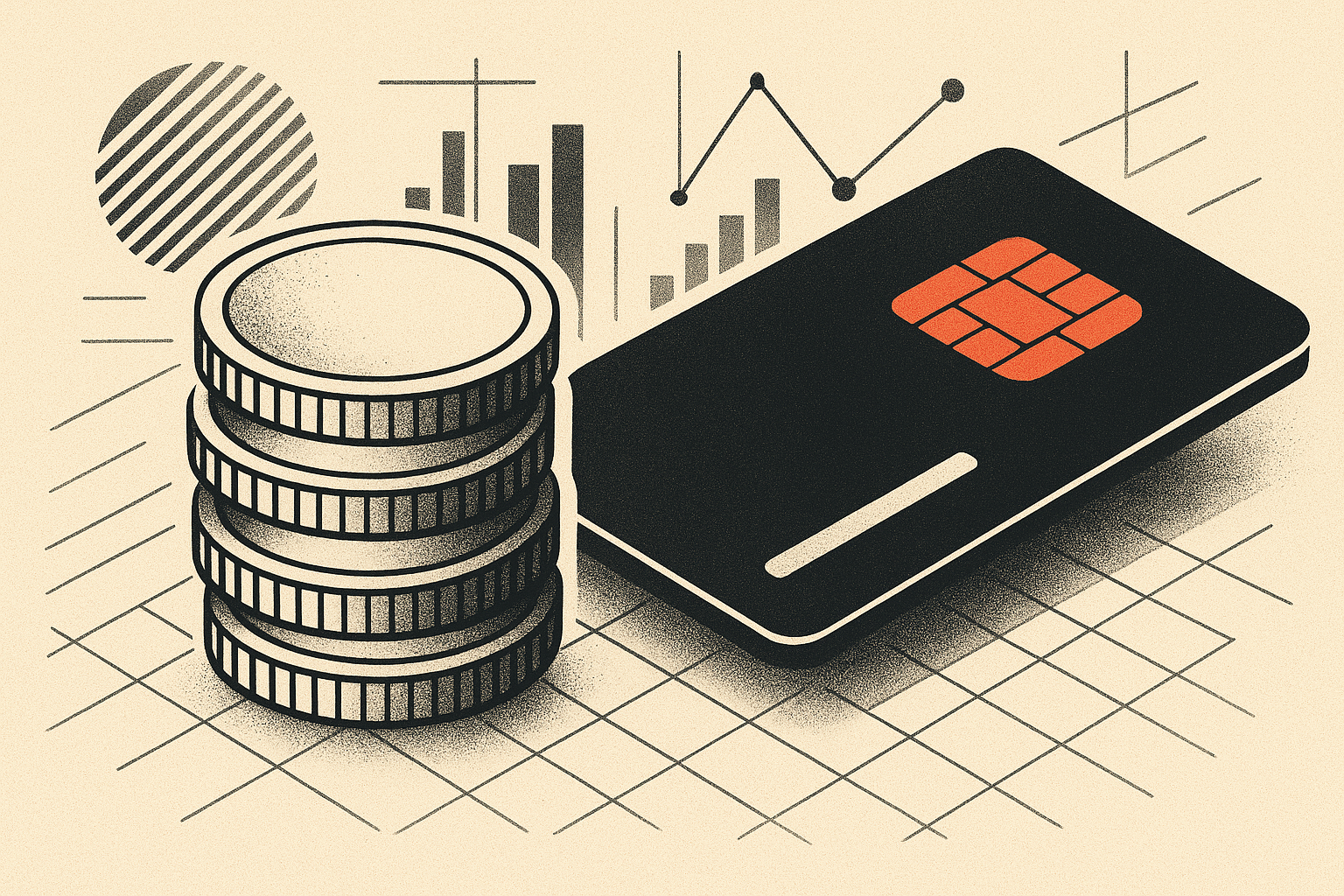 Abstract editorial illustration for: Fintech News: AI Platforms, Stablecoin Payments & Wealth Transfer