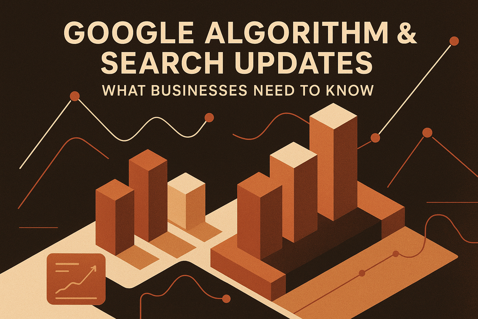 Abstract editorial illustration for: Google Algorithm & Search Updates: What Businesses Need to Know