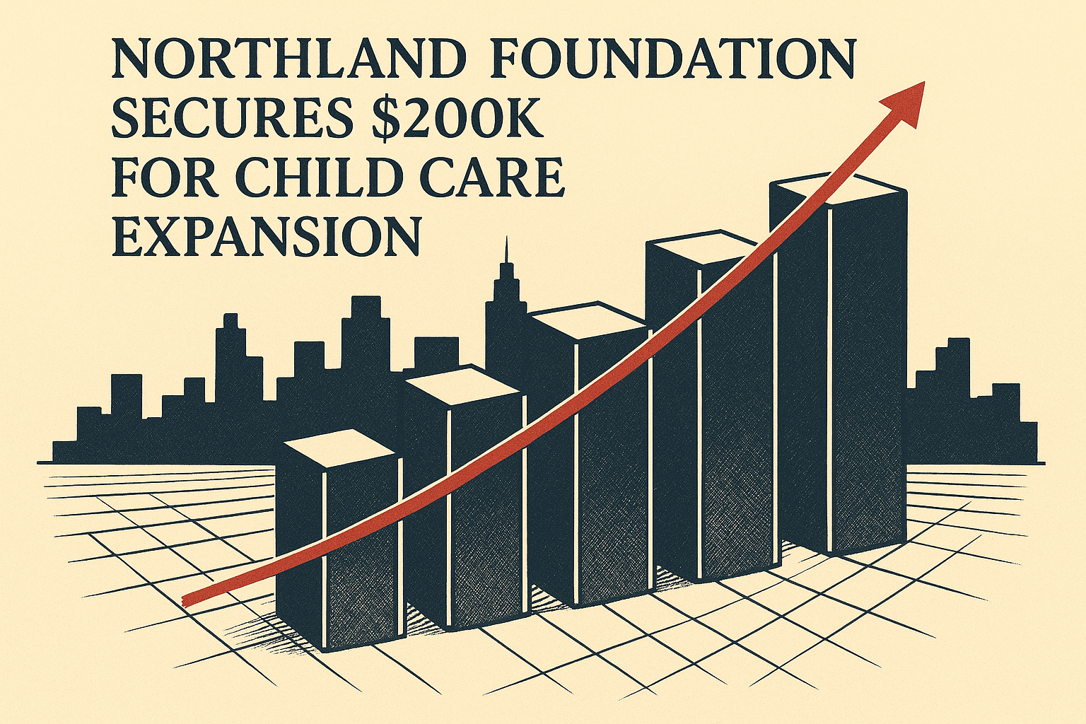 Abstract editorial illustration for: Northland Foundation Secures $200K for Child Care Expansion